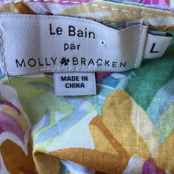 Le Bain Par Molly Bracken Button Front Floral Tropical Midi Sun Dress L Casual - Picture 8 of 8